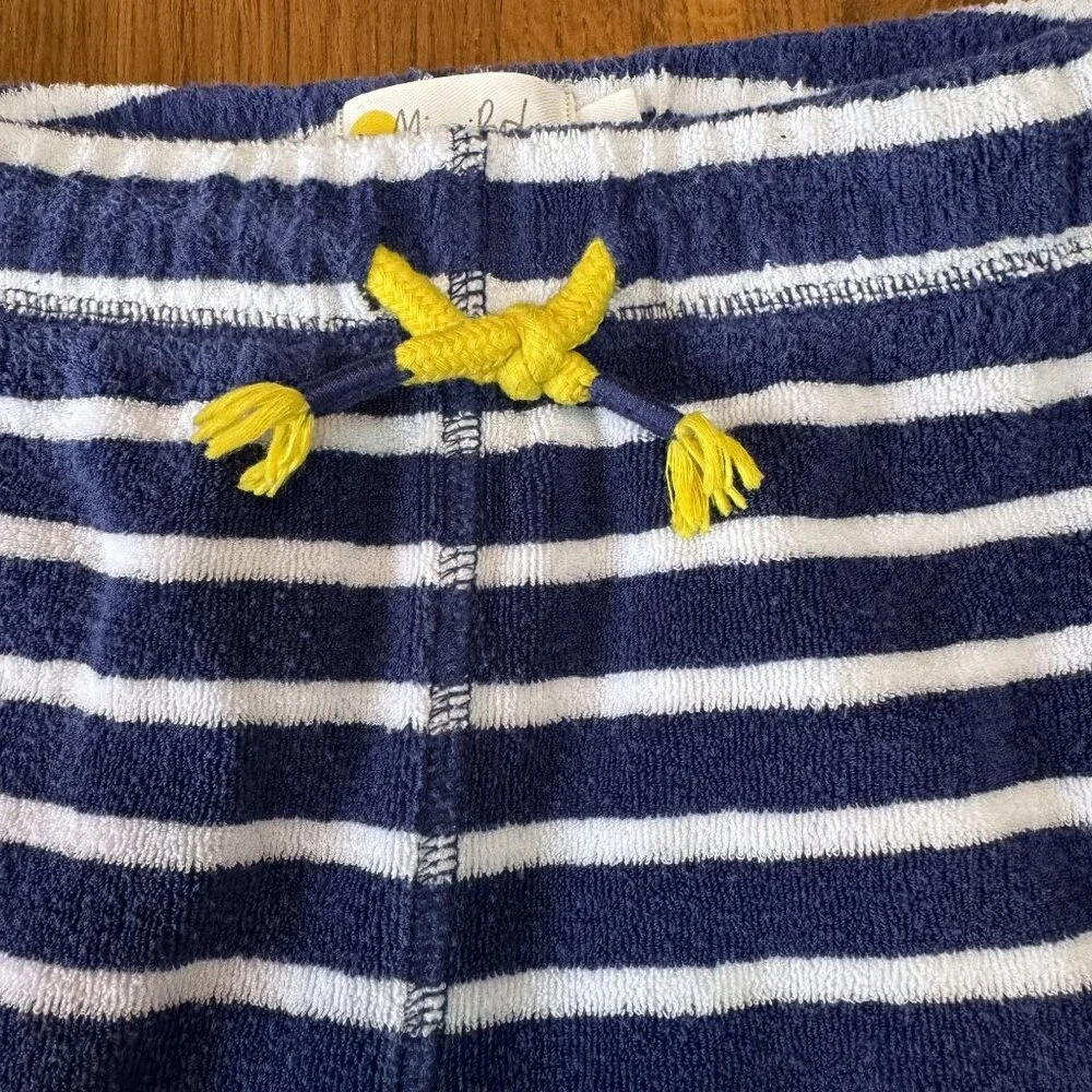 MINI BODEN Toweling Shorts Boys 7 7Y 122cm Blue White Striped Terry Cloth Short - Picture 3 of 7